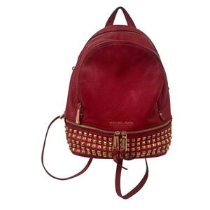 Michael Kors Rhea Cherry Pebbled Leather Backpack Studded Strap needs fixed